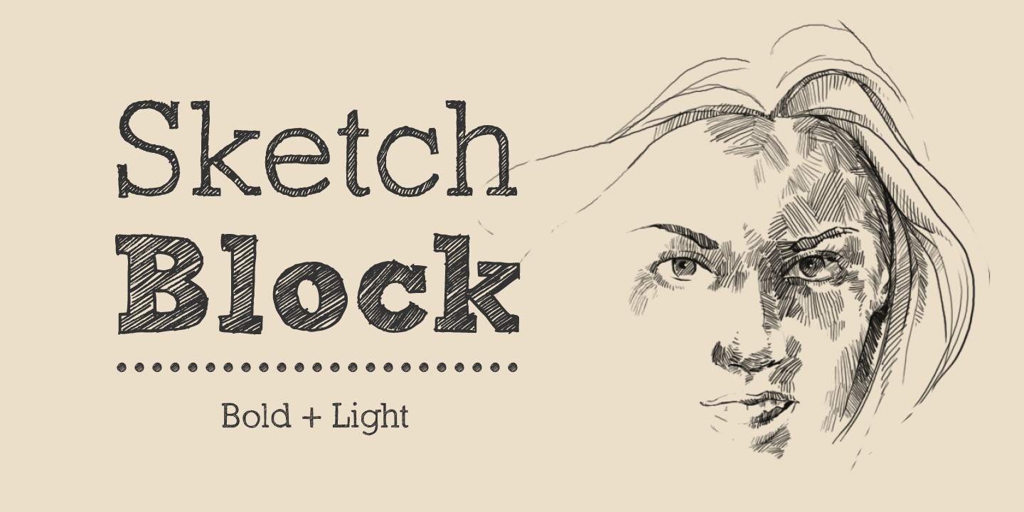 Przykład czcionki Sketch Block Light